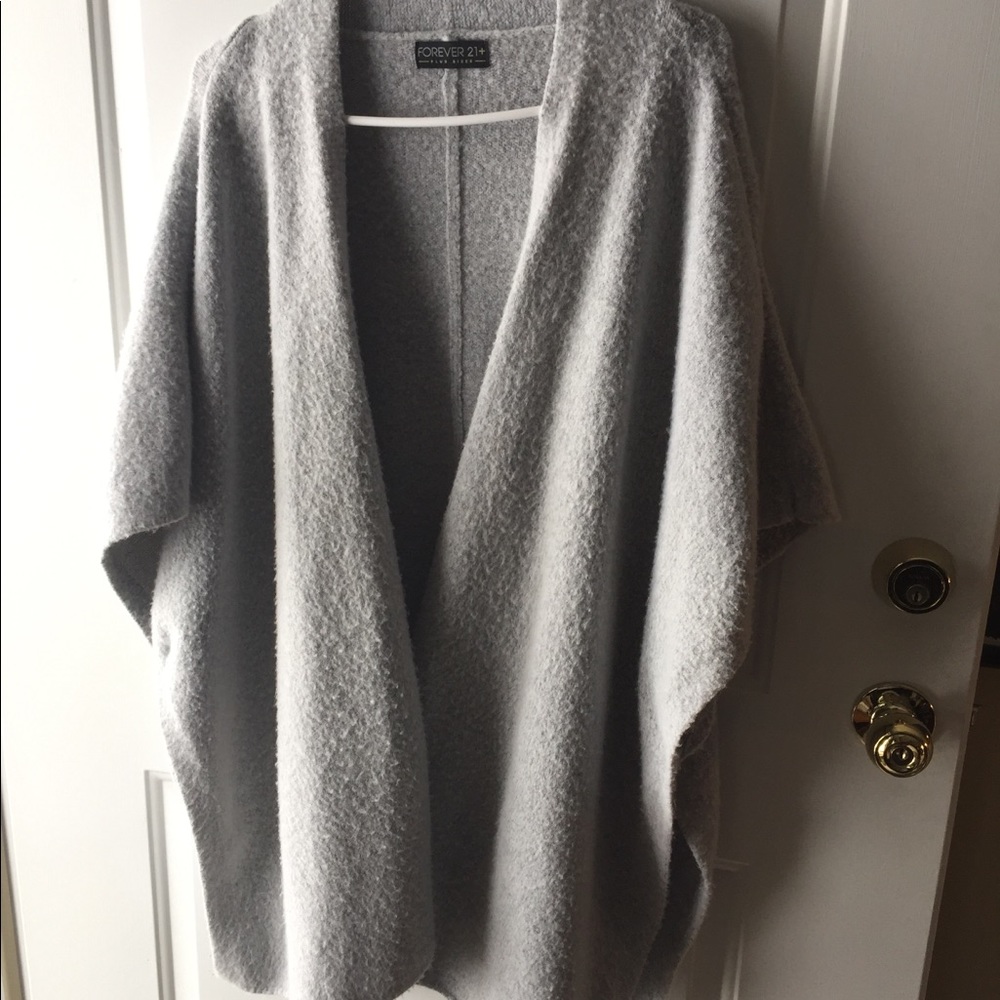 Grey fleece poncho